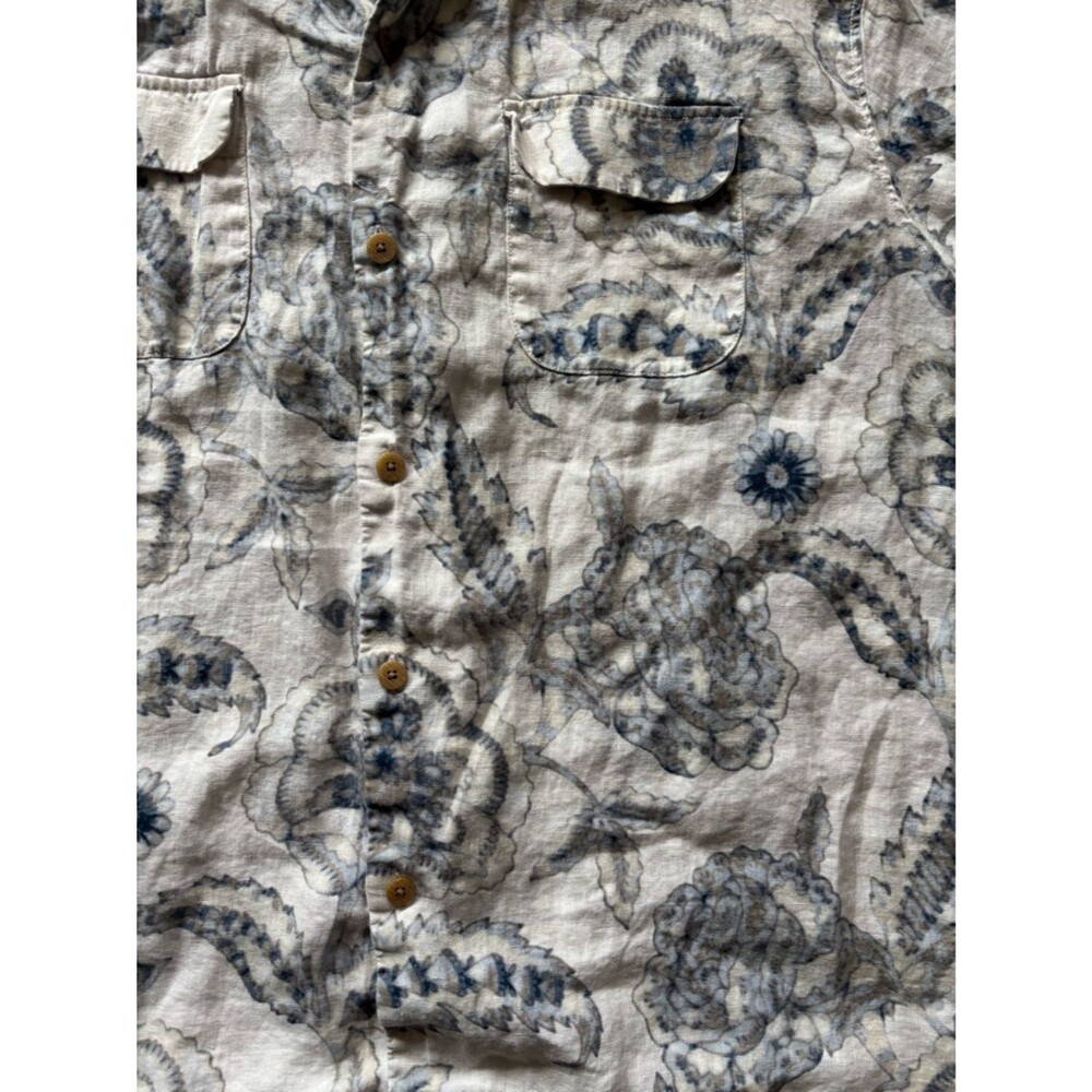 Tommy Bahama men’s size XXL 100% linen white and blue floral button down shirt - Picture 6 of 13